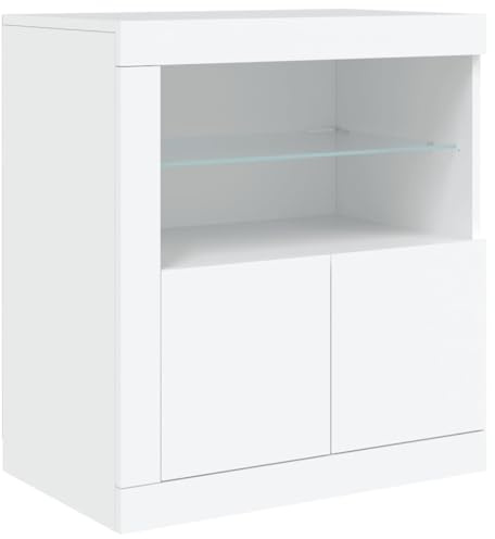TEKGHUT Sideboard mit LED-Beleuchtung Weiß und USB-Anschluss sowie RGB LED-Beleuchtung für Moderne Einrichtung