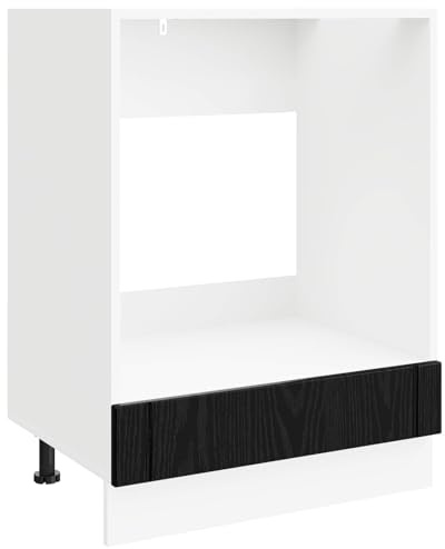 QJBSAVVA Panneau de Lave-Vaisselle Lucca, Meuble Bas de Cuisine pour Four Encastrable, Habillage en Bois d'Ingénierie, Coloris Chêne Noir, 60 x 46 x 81,5 cm