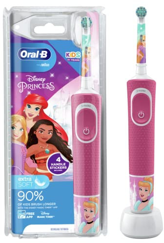 Oral-B Stages Power Kids Elektrische wiederaufladbare Zahnbürste mit Disney-Prinzessinnen ab 3 Jahren (Verpackung kann variieren)