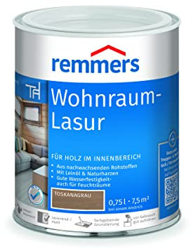 Remmers Wohnraum-Lasur toskanagrau, 0,75 Liter, Holzlasur innen, für Möbel, Böden, Innentüren und Treppen geeignet, mit Abperleffekt