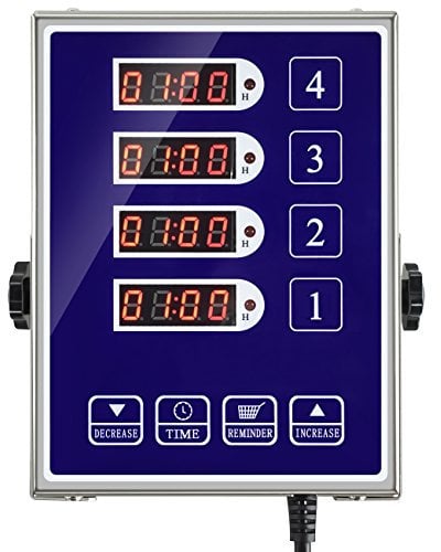 YOOYIST Professionnel Numérique 4 Canaux Rappel Fort Acier Inoxydable Robuste pour Friteuse Alimentaire Cuisson Pizza Café Minuteur De Cuisine Commercial Restaurant Minuteurs De Cuisson