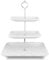 Nyxi Cake Stand Afternoon Tea White Ceramic Square 3 Tier Cake Stand Porcelain Sauare Display with New Crown Silver Fittings