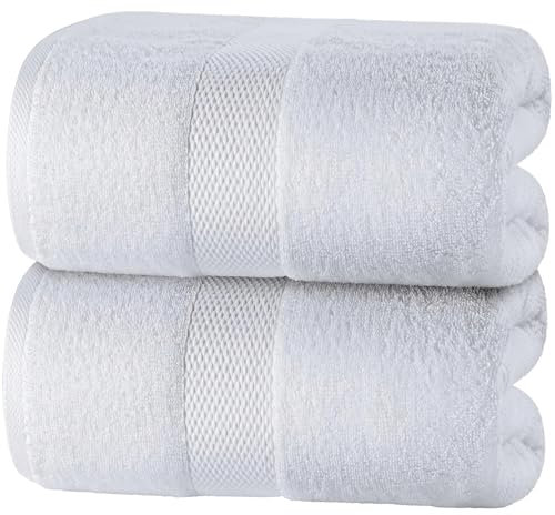 White Classic Luxus-Badetücher für Erwachsene, extra groß, 89 x 178 cm, 700 g/m², türkische Baumwolle, sehr saugfähig, Hotel-Kollektion, 2 Stück