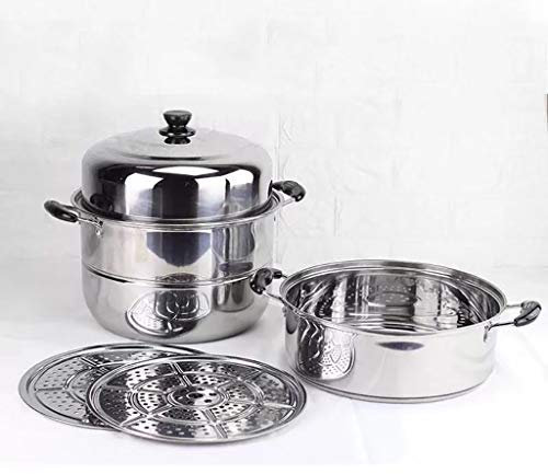 RFF-ZG 304 Vapeur À Vapeur/Soupe en Acier Inoxydable/Pot Chaud, 3 Couches 28-40cm, Commercial/Ménage, avec Vapeur, Épaissi, pour Cuisinière À Gaz/Cuisinière À Induction (Size : 36cm)