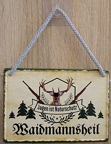 vielesguenstig-2013 Hängeschild Türschild Schild 16x11cm - Waidmannsheil Jagen ist Naturschutz Jäger Wild Wald
