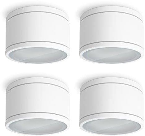 SSC-LUXon 4 Stück CELI-WX Aufbauspot flach IP44 Bad & Außen Fassung für 1x GX53 - Aufbaustrahler weiß rund (ohne Leuchtmittel)
