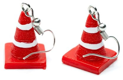 Miniblings Bauhütchen Pilone Ohrringe Hänger Pylone Verkehrshütchen Warnhütchen - Origineller Modeschmuck I Ohrhänger Ohrschmuck versilbert