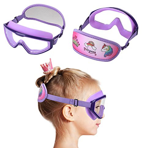 RUIGAO Kinder-Schwimmbrille, Alter 3–12 Jahre, Kleinkindbrille, kein Verheddern, Kinder-Schwimmmaske/Bungee-Riemen/weiches Band (Kindermaske, lila Prinzessin)