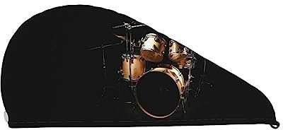 UNIOND Cool Drum Set Gedruckt Korallen Samt Trockenes Haar Kappe Super Saugfähig Schnell Trockenes Handtuch mit Knopf für Lockiges Langes Dickes Haar