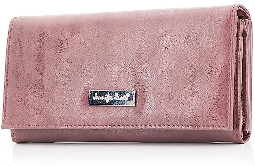 ekavale Damen Portemonnaie mit vielen Kartenfächer, Geldbörse aus Kunstleder, Geldbeutel für Frauen (Pink)