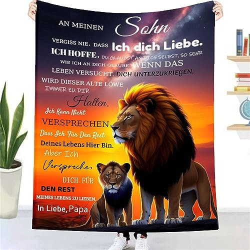 UOOYAA Kuscheldecke An Meinen Sohn Von Papa Personalisierte Flauschige Decke Geschenke Papa für Sohn Positiv Ermutigen Wohndecke für Couch Bett,TV-Decke Geburtstag