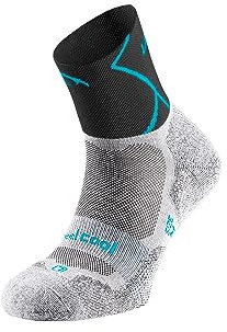 Lurbel Track, Calcetines de Trail Running, Calcetín Anti-Ampollas, Calcetín Transpirable y Anti-olor, Calcetines de correr. Unisex. (Ice Grey/Turquoise, 45-47)