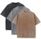 Lot de 3 t-shirts d'été surdimensionnés en coton lourd pour homme, vintage, coupe ample, manches courtes, t-shirts décontractés pour hommes et femmes, Noir + gris + café, XX-Large