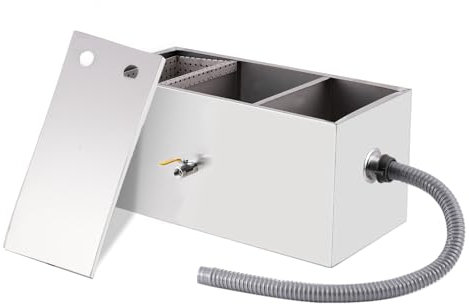 YUCHENGTECH Intercepteur à Graisse Commercial 54L Séparateur de Graisse en Acier Inoxydable Filtre Séparateur Eau-Huile Bac à graisse pour Cuisine Cantine Restaurant 60x30x30cm