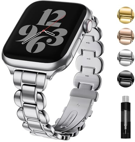 Fullmosa Cinturino Compatibile Apple Watch 42mm 44mm 45mm 46mm 49mm Donna, Bracciali in Acciaio Inossidabile, Cinturini in Metallo di Ricambio per Apple Watch Serie 10 9 8 7 6 5 4 3 2 1 SE