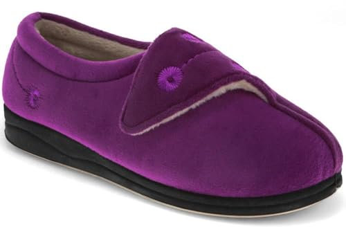 Pavers Wide Fit Warm Antibacterial Slippers - Purple Size 6