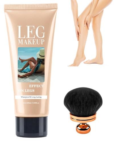 Wasserfest Bein-Make-up ohne Übertragung mit Extra großer Körper Make-up-Pinsel, Tattoo Abdecken für Krampfadern/Narben, Skin Perfecting Body Foundation, Gleicht den Haut aus (#01)