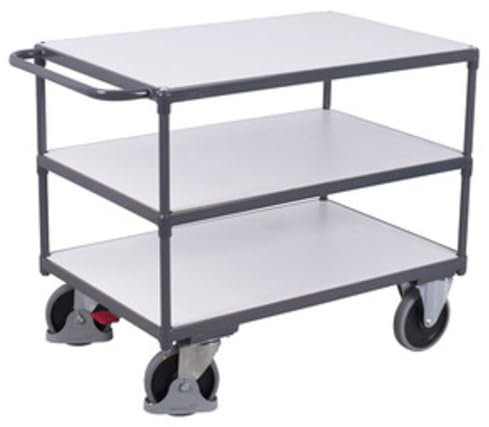 Schwerer Tischwagen, ESD, 3 Ladeflächen, Ladefläch e LxB 1000x700 mm, Auáenmaáe LxBxH 1190x700x915 mm