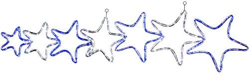 WeRChristmas 7 Star Motif LED Rope Lights Silhouette Christmas Decoration, 119 cm - Large, White/Blue