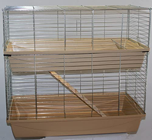 XXL 1m doppel Hasenkäfig Meerschweinchenkäfig beige