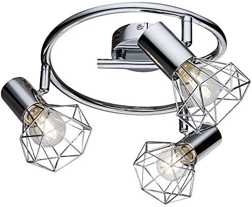 Globo Design Decken Lampe Spot Strahler Rondell Wohn Zimmer Beleuchtung Käfig Leuchte 54802-3, Metallisch, Norme