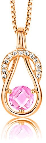 ByJoy - Collier avec Pendentif - Argent 925/1000 - Rond - Rose - Saphir de synthèse - Femme