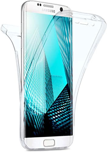 moex Double Case für Samsung Galaxy S6 Edge - Hülle mit 360 Grad Schutz, Silikon Schutzhülle, vorne und hinten transparent, Clear Cover - Klar - 5.1 Zoll