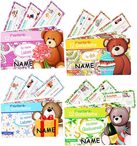 Heft mit Geschenkgutscheine - für Meine Liebste - 12 Gutscheine - incl. Name - zum Verschenken/Verwöhnen - Liebe - Freundschaft - Geburtstag/Hochzeit ..