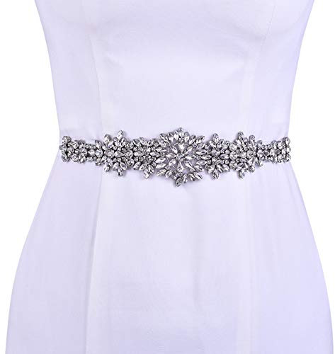 TOPQUEEN Damen Kristall Hochzeit Gürtel Sash,Strass Braut Gürtel Sash, Strass Braut Sash Schärpe Perlen Hochzeit Schärpe Sash (Weiß)