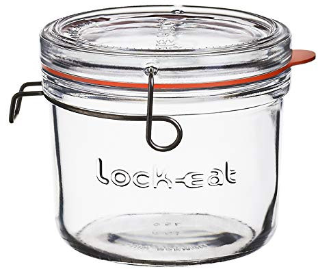 Luigi Bormioli Einmachglas 500 ml LOCK-EAT, Bügelglas mit Gummidichtung, Einweckglas mit abnehmbaren Glasdeckel, Menge: 1 Stück, 12 x 12 x 10.5 cm