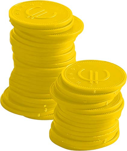 HENDI Jetons, 100 pièces, impression des symboles de l'euro, réutilisables, ø25mm, plastique ABS, jaune