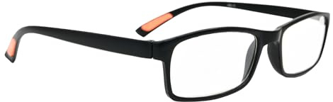 Fads & Fashions Bendable TR90 Material Superior Reading Glasses 15 LENS STRENGTHS +1.0 up to +4.0 with 4 Colour Designs RG9 (Black with Orange Tip, 1.0)