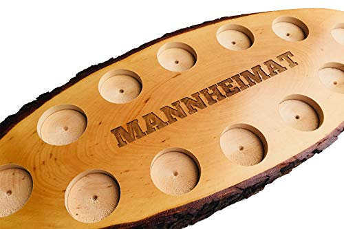 SNEG Schnapsglasträger auf Rindenbrett mit Gravur | Anzahl Fräsungen + passende Gläser frei wählbar | mit persönlicher Gravur (Text + Motiv) | Schnapsglasbrett Gravur (mit persönlicher Gravur)