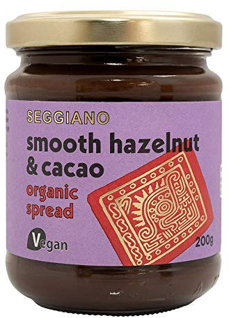 Seggiano Organic Smooth Chocolate Hazelnut & Cacao Spread 200g - Dairy Free Chocolate Spread - Vegan, Vegetarian, GMO Free, Gluten Free & Palm Oil Free
