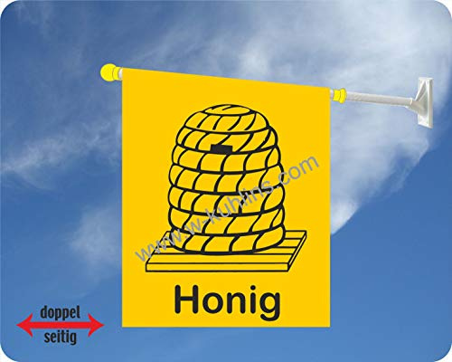 Werbefahnen24.com Werbeflagge Honig für Imkerei und Wochenmarkt, Bienenstock