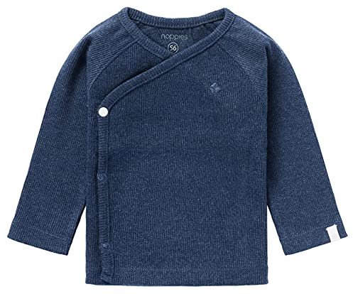 Noppies Unisex Baby U Tee Overlap Ls Rib Nanyuki T Shirt, Navy Melange - P758, 62 EU