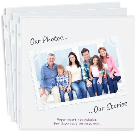 Dunwell Scrapbook-Nachfüllseiten, 30,5 x 30,5 cm, super schwer, passend für 3-Ring-Scrapbooking-Ordner 30,5 x 30,5 cm, Standard-Fotoalbum, Nachfüllseiten, Blattschutz, Papiereinlagen nicht im