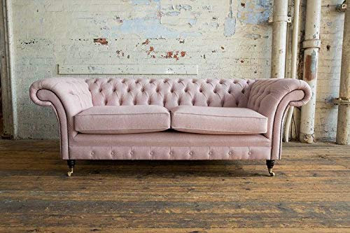 jvmoebel XXL Sofa 3 Sitzer Couch Chesterfield Polster Sitz Garnitur Leder Textil Pink Neu