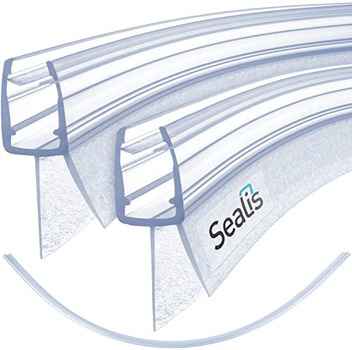 2x 100cm Sealis Ersatz Duschdichtung gebogen - Dichtung für Rundduschen ab 5mm/ 6mm/ 7mm/ 8mm Glasdicke Duschkabine Wasserabweiser Duschdichtung Schwallschutz Dichtkeder - Transparent