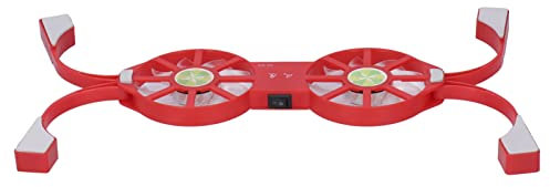 VBESTLIFE Laptop-Kühlkissen, 4-Fach Faltbarer Dual-Fan-Kühler mit Großem Luftvolumen, Kühlkörper-Notebook-USB-Kühler(rot)