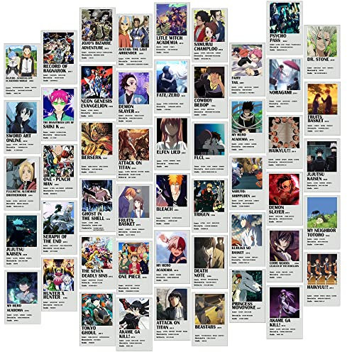 Anime Posters for Kawaii Wand Deko, Anime Merch, Anime Room Decor, 50 Stück Anime Wandcollage-Kit, Wand Panel Manga Posters, Anime Figuren Zimmer Deko Aesthetic, Wohnheim und Schlafzimmer Anime-Dekor