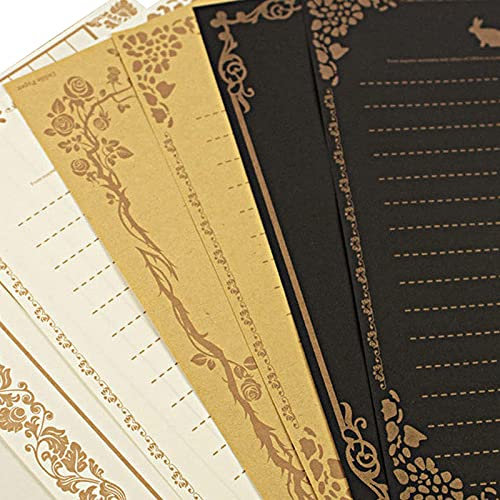 Exbrith 24 Stück Kraftpapier Vintage Briefpapier, Vintage Schreiben Briefpapier, Briefpapier Vintage Ornament, für Geburtstag, Thanksgiving, Weihnachtsbrief Schreiben, Tagebuch, Malerei, Einladung