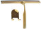 LIKEJOE Duschabzieher Edelstahl Glasfensterabzieher Rutschfester Klingengriff für Badezimmertürspiegel Autoglas mit Haken Wischerreiniger, Gold, 25x16,5cm