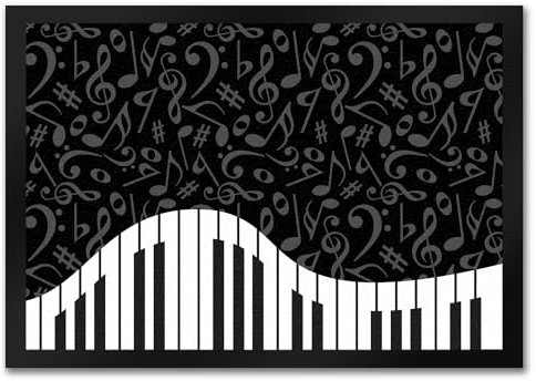 Klavier Fußmatte in 35x50 cm mit Notenschlüsseln und Vorzeichen als Geschenk für echte Musiker die ihre Liebe zur Musik Allen Zeigen wollen und auch selbst EIN Piano besitzen