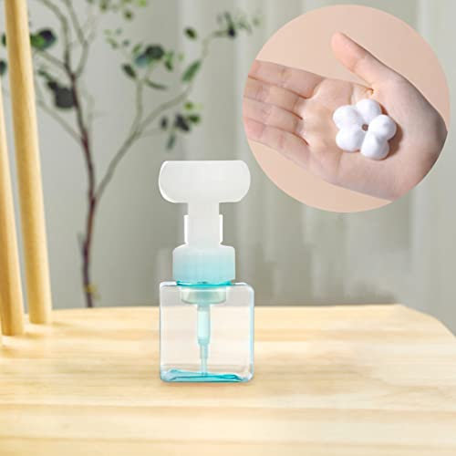 Koonafy Flower Foam Bottle, 250ml Blue Refillable Leak-Proof PET Plastic Foaming Soap Dispenser