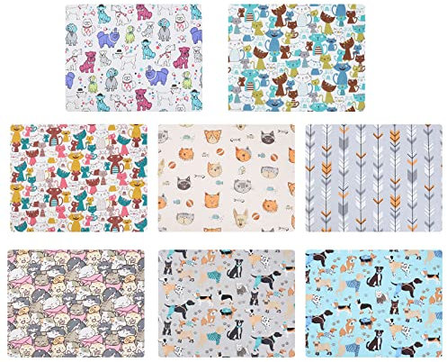 8 Stück 1 Satz Verschiedene Katzen Bedruckte Stoffe Gesteppter Stoff Quadratisches Patchwork Patchwork-möbelstoff Nähhandwerk Patchwork-Quilt-kit Kopfkissen Baumwolle Baby Jahrgang