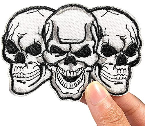 2 Stück Kopf Applikation Stickerei Aufnäher Set, Flicken zum Aufbügeln, Gestickte Flicken Aufnäher, Coole Patches für Männer, Frauen, Jungen, Mädchen, Kinder