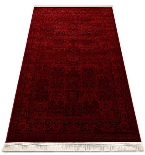 rugsx Orient 5365 Burgund Schwarz Teppich mit Fransen Wohnzimmer 150x230 cm