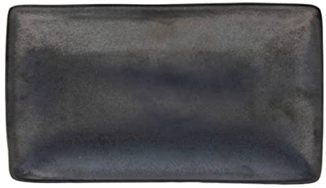 meindekoartikel Servierteller Servierplatte MANHATTAN-line aus Keramik in Anthrazit/Dunkel Grau (Länge 22cm x Breite 13cm, Anthrazit/Dunkel Grau)