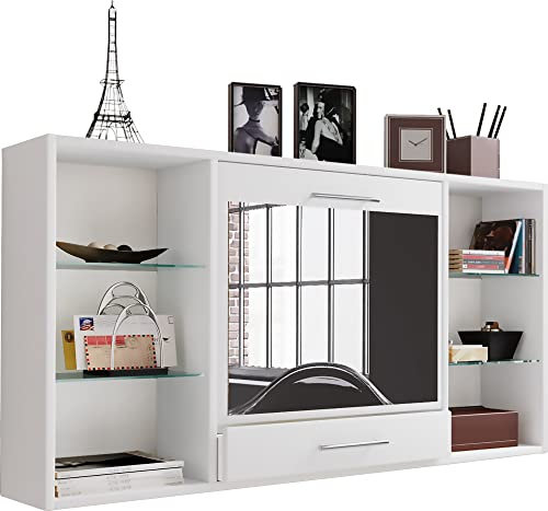 VCM Frisiertisch | Wandtisch mit ausklappbarer Fläche | Maße H. 60 x B. 115 x T. 20 cm | Schminkschrank mit Schublade | Schminktisch - Teala Weiß